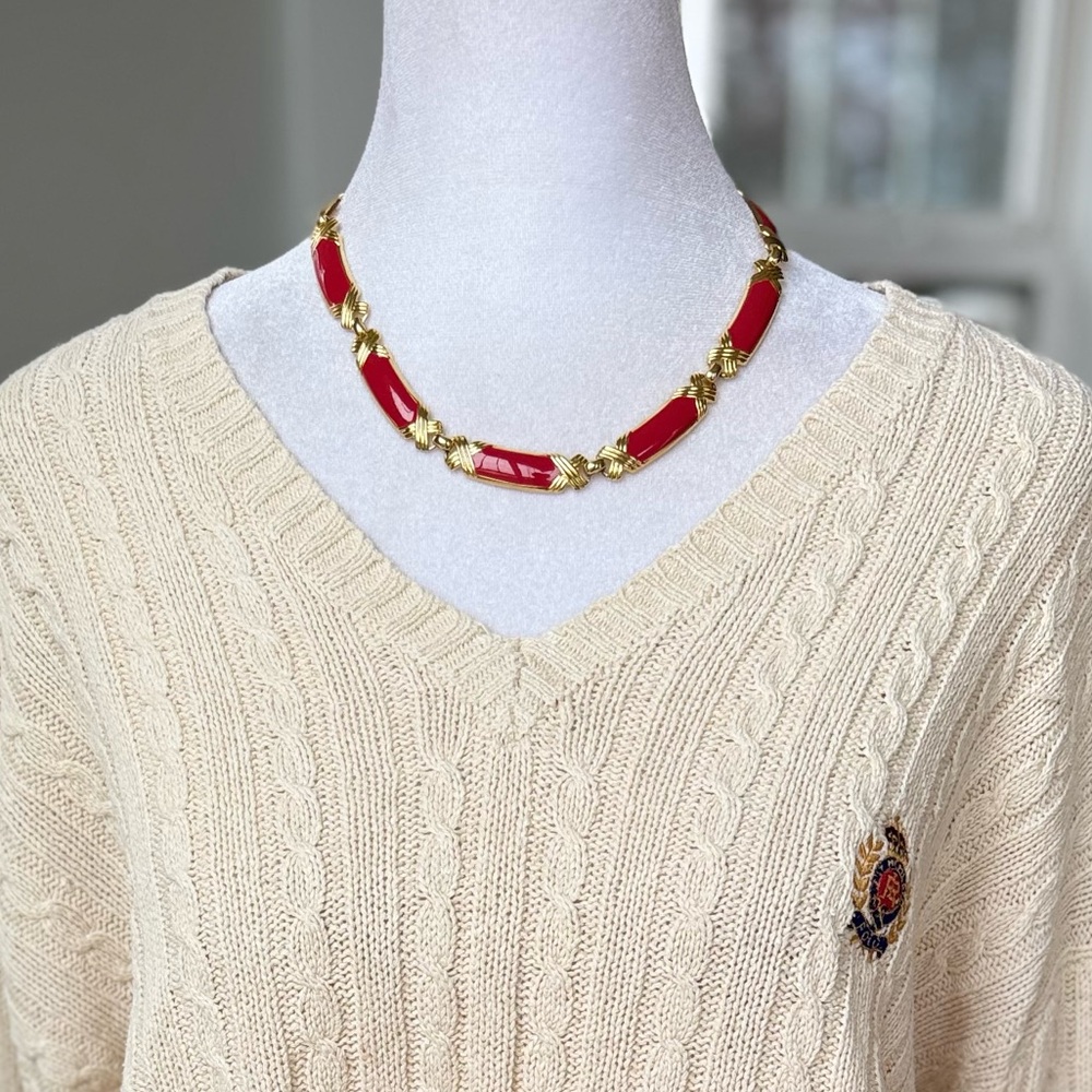 Vintage 90’s Red Gold 18” Choker Necklace